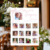 First Birthday Photo Welcome Sign Printed Milestone Foamboard Pink Bow 1st Birthday Picture Girl Party Poster Paper Baby First Year Stats