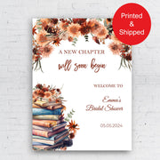 Printed Bridal Shower Welcome Sign, Book Themed Bachelorette Party Foamboard A New Chapter Engagement Poster Storybook Engagement Decor
