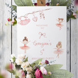 Printed Girl Birthday Welcome Sign Ballerina Doll Party Foamboard Girl