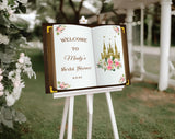 Printed Birthday Castle Sign Prince Princess Floral Welcome Sign Personalized Foam Board Fairytale Birthday Custom Storybook Decoration