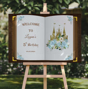 Printed Birthday Castle Sign Prince Princess Floral Welcome Sign Personalized Foam Board Fairytale Birthday Custom Storybook Decoration