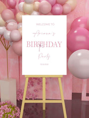 Printed Birthday Sign Blush Coquette Bow Welcome Poster