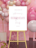 Printed Birthday Sign Blush Coquette Bow Welcome Poster