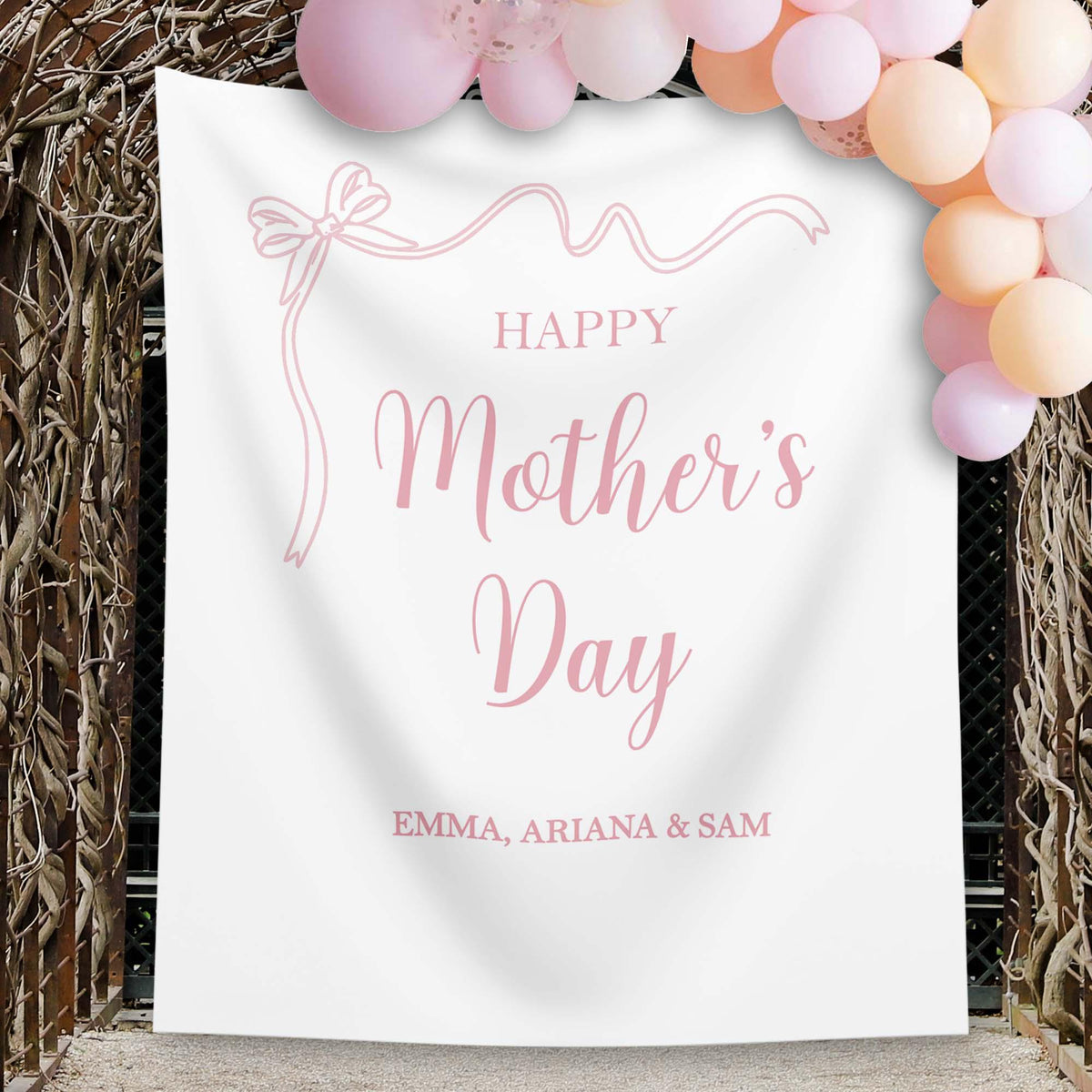 Mother's Day Decor Custom Pink Bow Mothering Sunday Church Backdrop