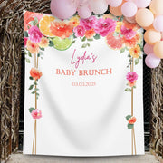 Citrus Baby Baby Brunch Decor Lemon Baby Shower Backdrop Custom Banner Hot Pink Orange Baby  Sprinkle Personalized Photobooth