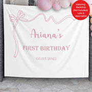 Printed Coquette Bow Birthday Sign Blush Ribbon Welcome Poster Custom Foamboard Party Sign Welcome Personalized Simple Birthday Decor