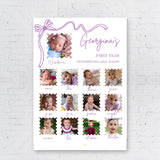 First Birthday Photo Welcome Sign Printed Milestone Foamboard Pink Bow 1st Birthday Picture Girl Party Poster Paper Baby First Year Stats