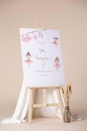 Blush Coquette Bow Poster Paper First Birthday 1 Year Old Custom Sign