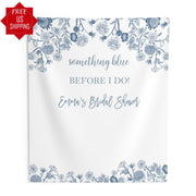 Bachelorette Party Decor Custom Backdrop Vintage Blue Chinoiserie Banner Miss to Mrs