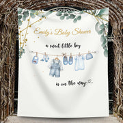 Sweet Baby Boy Baby Shower Backdrop Blue Baby Clothes Banner