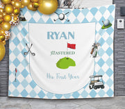 Custom Masters 1st Birthday Party Decor Golf First Birthday Banner Mastered First Year Backdrop Personalized Welcome Sign High Chair Banner