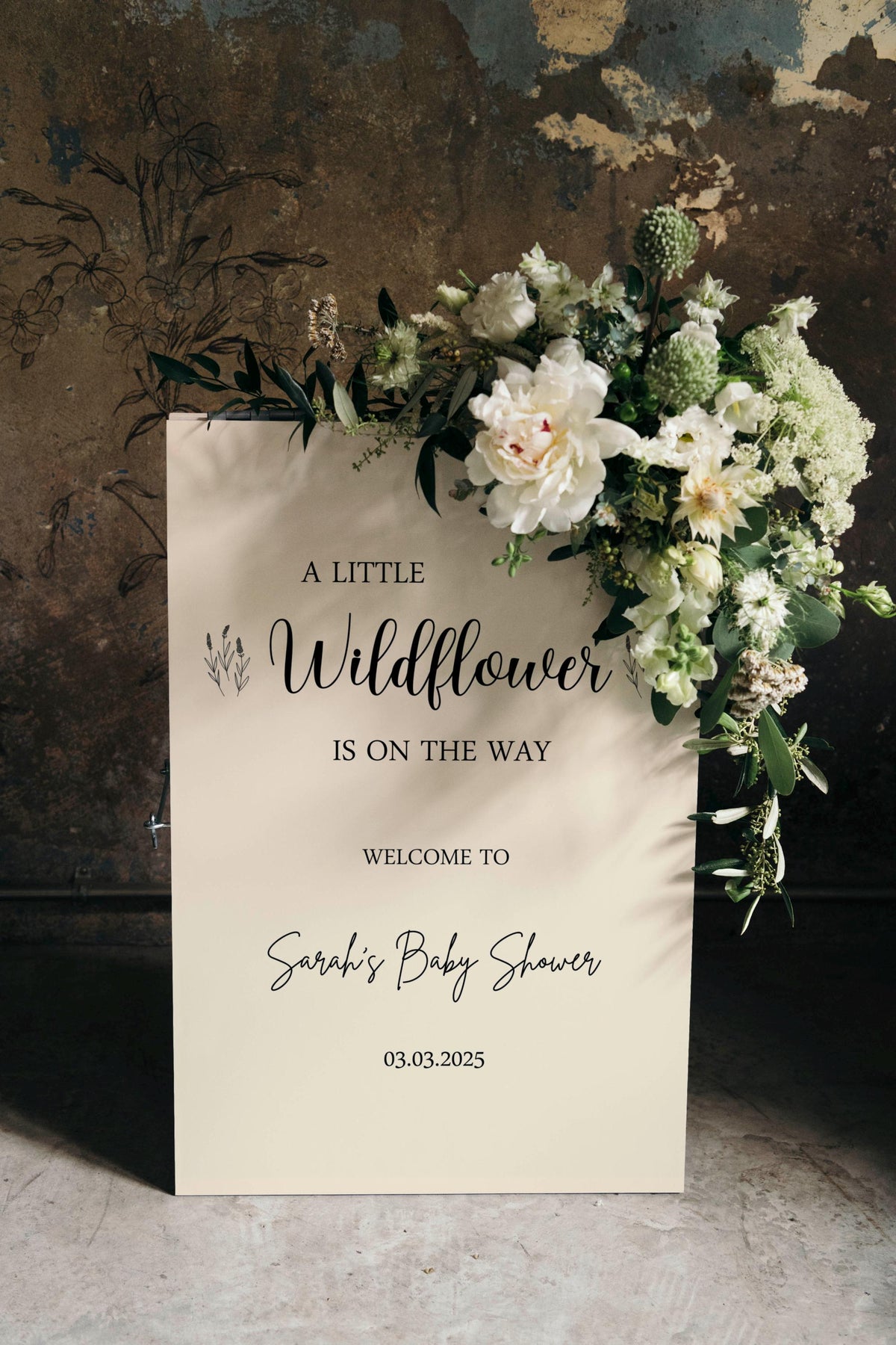 Little Wildflower Baby Shower Foam Board Simple Modern Sign Paper Poster Minimalist Welcome Sign Personalised Gender Neutral Decor