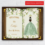 Printed Princess Party Sign Quinceañera Floral Welcome Sign Sweet 16 Decor 15th Anos Birthday Foamboard Once Upon a Time Fairytale Poster