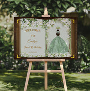 Printed Princess Party Sign Quinceañera Floral Welcome Sign Sweet 16 Decor 15th Anos Birthday Foamboard Once Upon a Time Fairytale Poster