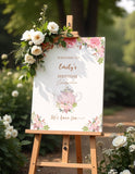 Printed Tea Pot Birthday Party Sign Floral Welcome Poster Custom Foamboard