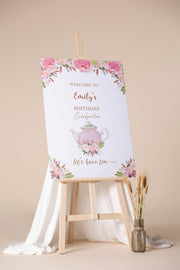 Lets Have Tea Personalized Blush Floral Kettle Decor