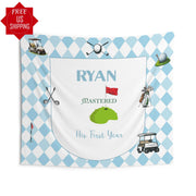Custom Masters 1st Birthday Party Decor Golf First Birthday Banner Mastered First Year Backdrop Personalized Welcome Sign High Chair Banner