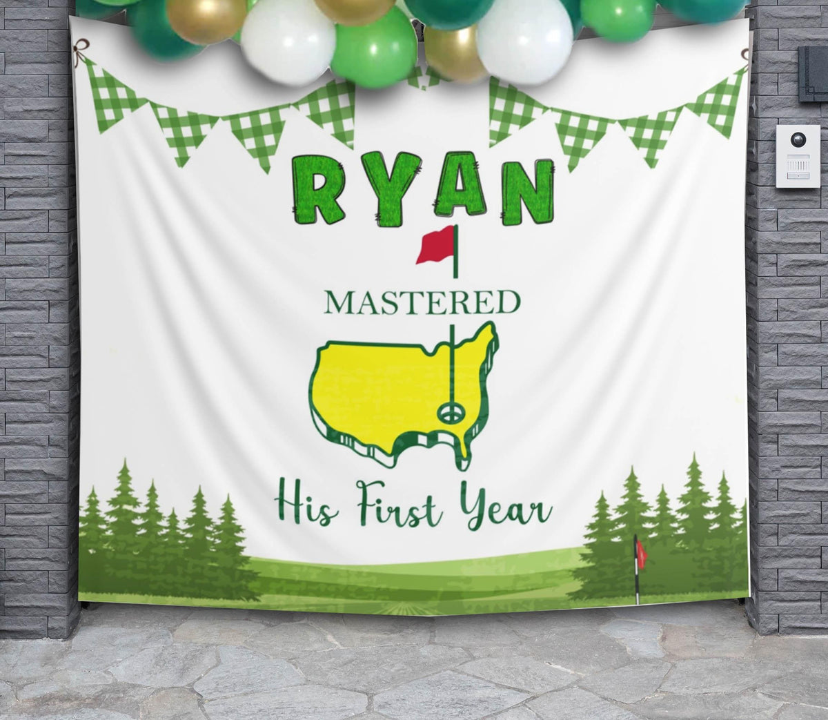 First Birthday Party Decor Golf First Birthday Banner Mastered 1st Year Backdrop Masters Personalized Welcome Sign High Chair Banner