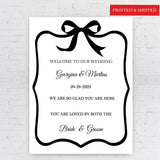 Printed Wedding Welcome Sign, Custom Coquette Bow Engagement Foamboard, So Glad You Are Here Poster, Wedding Reception Decor