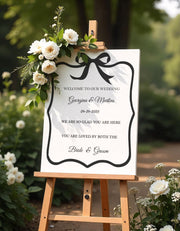 Printed Wedding Welcome Sign, Custom Coquette Bow Engagement Foamboard,