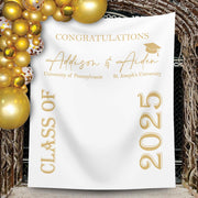 Twins Graduation Banner Class of 2025 Decor Graduation Party Backdrop Personalized Graduation Photo Booth Backdrop, High School Graduation