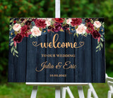 Printed Navy Burgundy Wedding Sign Rustic Engagement Poster