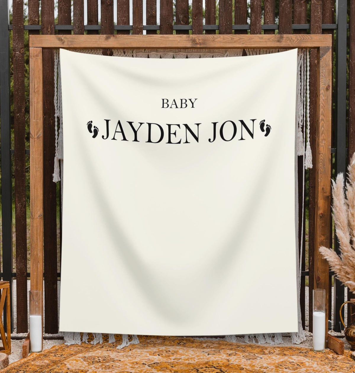 Minimalist Baby Shower Backdrop, Custom Baby Name Banner,