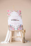 Printed Baby Shower Welcome Sign New Chapter Book Theme Baby Sprinkle Foam Board Custom Pink Floral Blush Baby Shower Entrance Decor