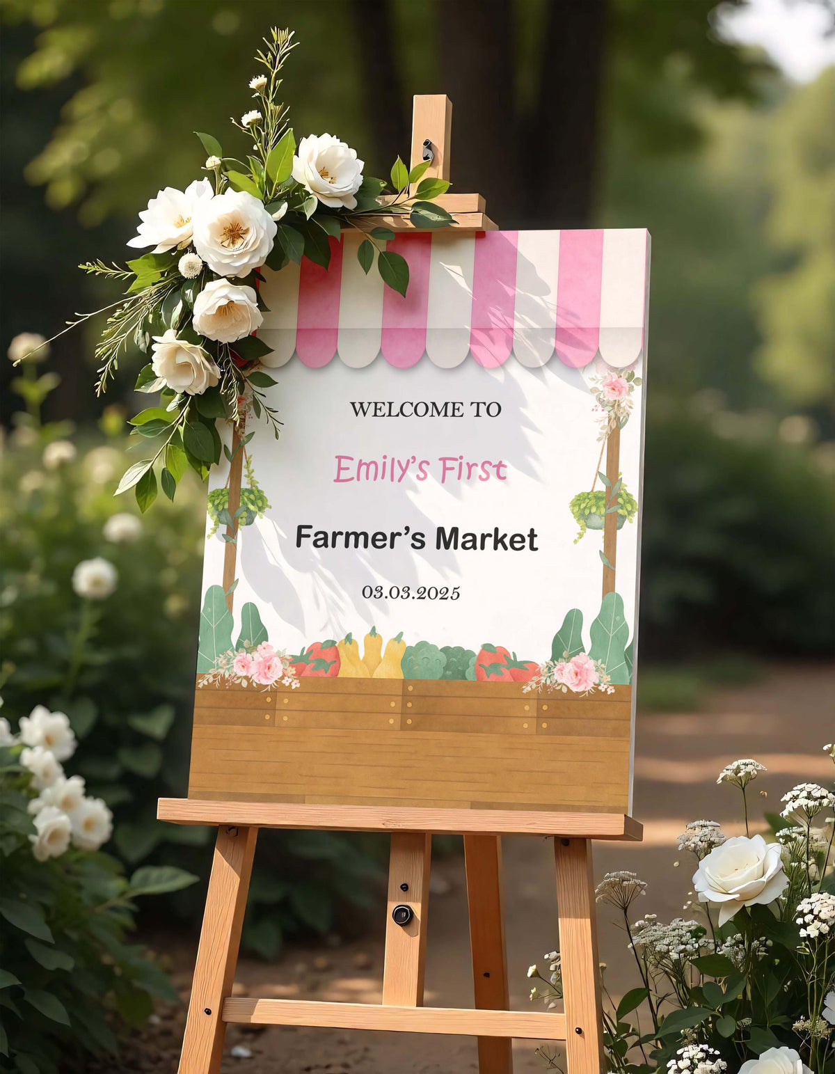 All Ages Birthday Foamboard, Pink Blush Girl Floral Entrance Sign
