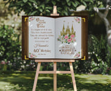 40th Birthday Welcome Sign, Printed 40th 50th 60th Princess Birthday Poster, Fairytale Book Entrance Foamboard Personalized Castle Poster