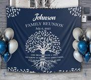 Navily Silver Family Reunion Decor, Our Roots Remain As One Backdrop, Personalized Family Tree Banner, Family Get Together, Siblings Cousins