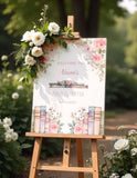 One Year Old Books Sign, Pink Blush Girl Floral Foamboard, Entrance Sign