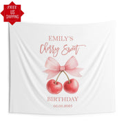 Girls First Birthday Banner Custom Blush Ribbon Photo booth Sign