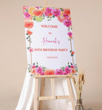 Hot Pink orange Party Decor, Printed Birthday Welcome Sign, Citrus Entrance Foamboard, 50th Any Age Birthday, Lemon Women Birthday Brunch
