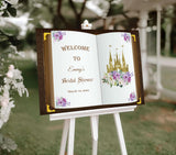 Fairytale Bridal Shower Welcome Sign Princess Floral Castle Book Foam Board Bridal Brunch Printed Wedding Shower Poster Future Mrs Decor