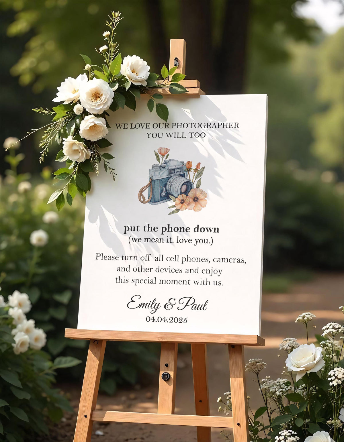 Printed Unplugged Ceremony Wedding Sign, Put The Phone Down