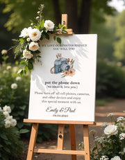 Printed Unplugged Ceremony Wedding Sign, Put The Phone Down