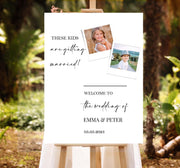 Printed Wedding Welcome Sign, These Kids Getting Married Engagement Foamboard, Minimalist Entrance Poster Paper, Wedding Reception Decor