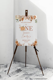 First Birthday Welcome Sign Autumn Gender Neutral Party Decor Boho Rustic Little Pumpkin Foamboard Fall One 1st Birthday Poster