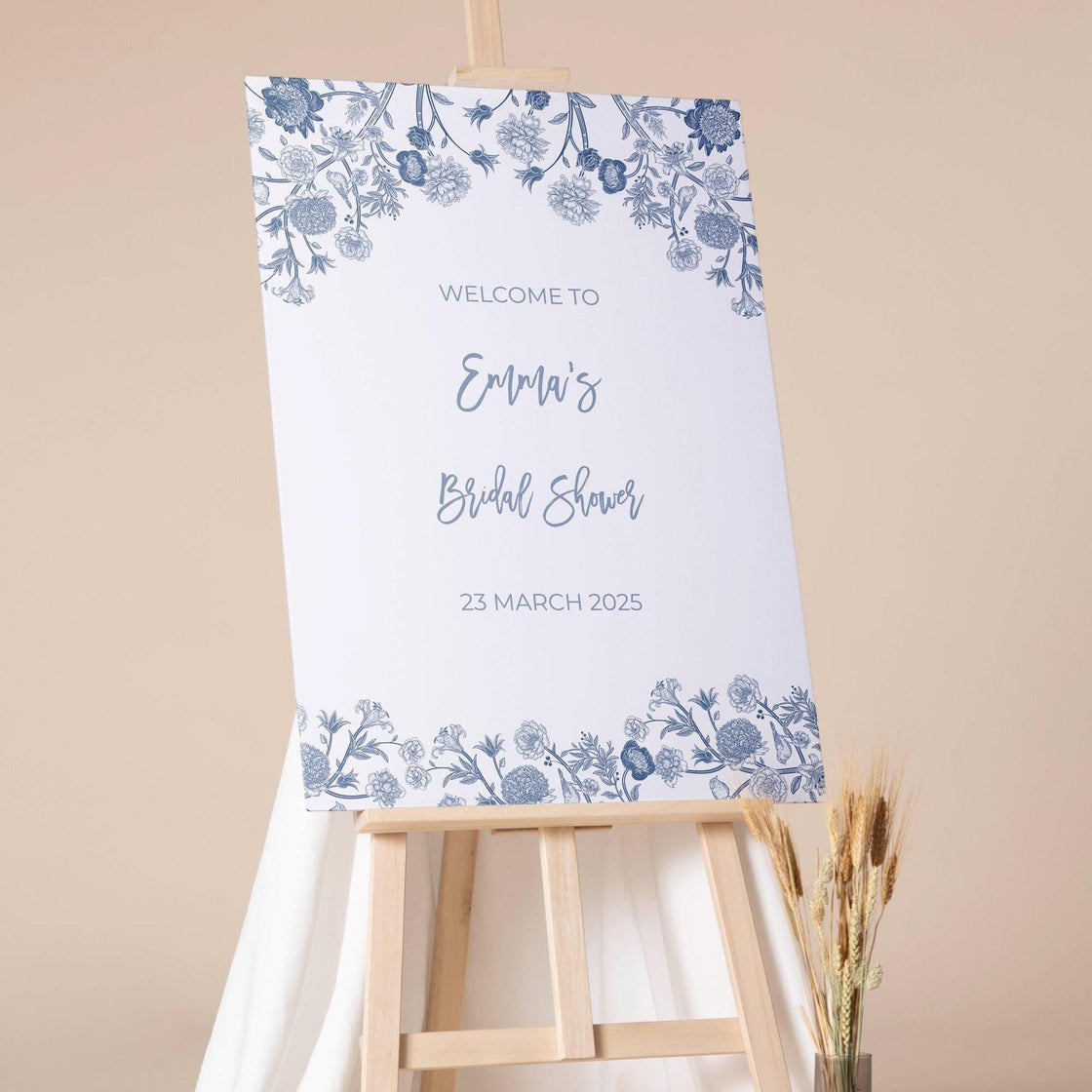 Custom Engagement Party Decor Dusty Blue Floral