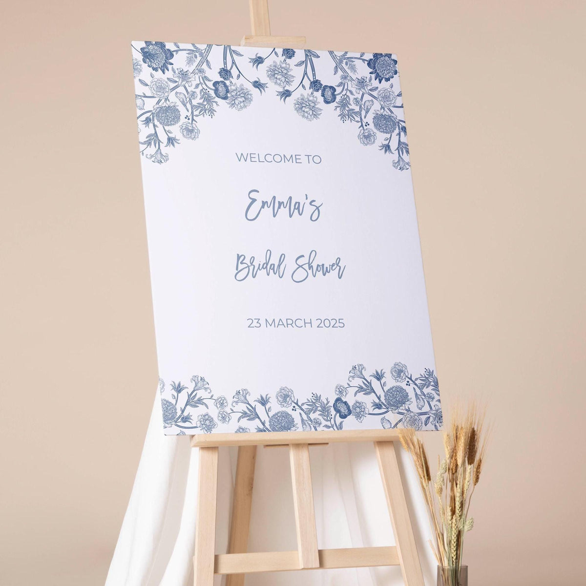 Custom Engagement Party Decor Dusty Blue Floral