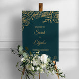 Printed Emerald Green Wedding Sign, Green Gold Entrance Foamboard,