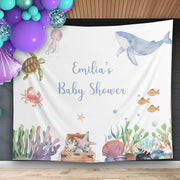 Sea Baby Shower Decor, Neutral Nautical Baby Shower Backdrop,