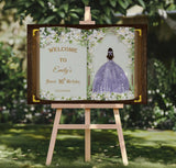 Printed Lavendar Princess Birthday Sign Quinceañera Floral Welcome Sign Sweet 16 Decor 15th Anos Foamboard Once Upon a Time Fairytale Poster