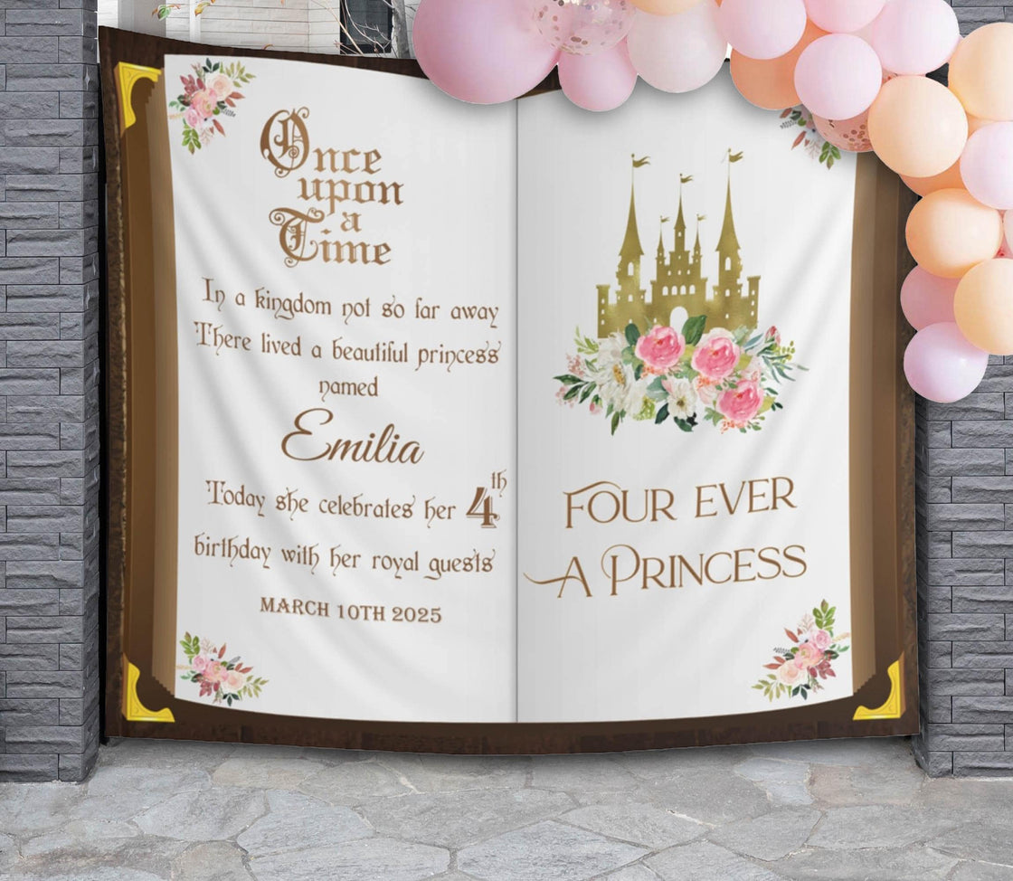 Four Ever A Princess Backdrop 4th Birthday Princess Party Decor