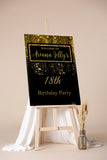 Black and Gold Glitter Welcome Poster Foamboard Birthday Welcome Sign Gold Welcome Sign Printed and Shipped Foam Board Birthday Dinner