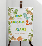 Printed Dino Birthday Welcome Sign, Dinosaur Party Foamboard,
