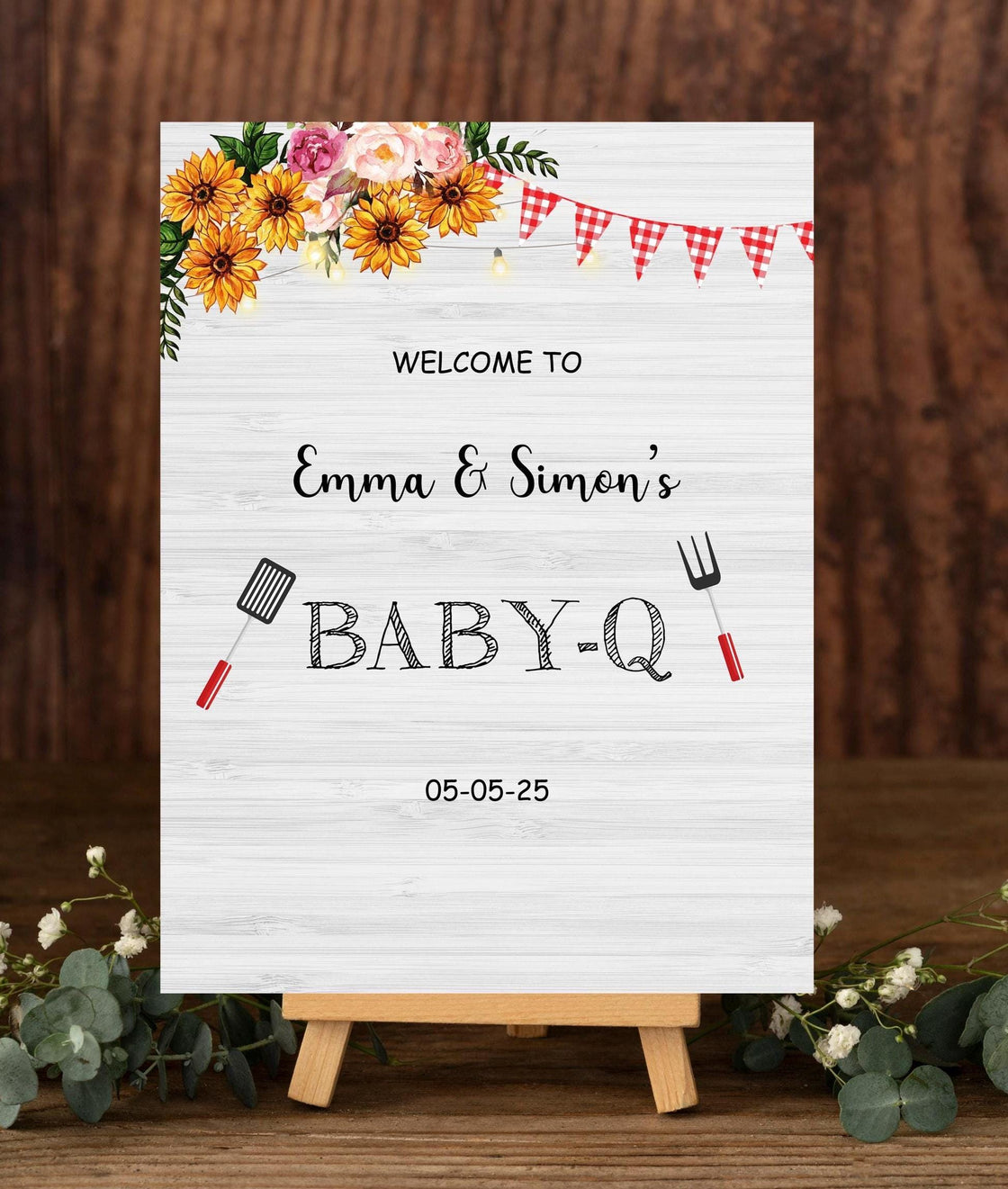 Printed BabyQ Welcome Sign, Baby-Q Shower Decor, BBQ Baby Shower Foamboard, Barbecue Baby Shower Poster Paper, Backyard Entrance Sign