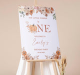 Printed Autumn First Birthday Sign Boho Rustic Little Pumpkin Foamboard