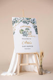 Little Pumpkin Baby Shower Welcome Sign Printed Fall greenery Baby Sprinkle Decor Autumn Baby shower Foamboard Entrance Poster Paper
